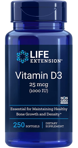 Vitamine D3, 25mcg, 1.000IU, 250 softgels